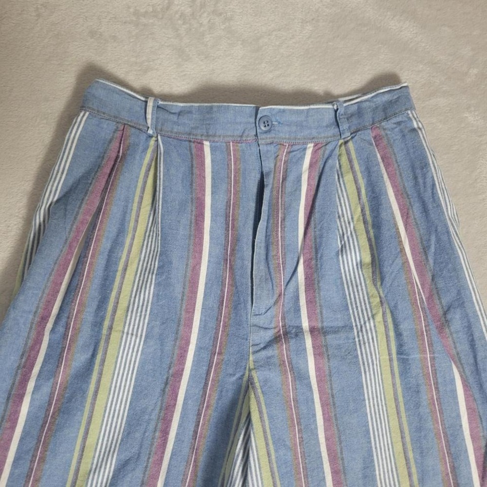 Vintage Ultra High Rise Preppy Womens Shorts Striped 100% cotton - Picture 2 of 6